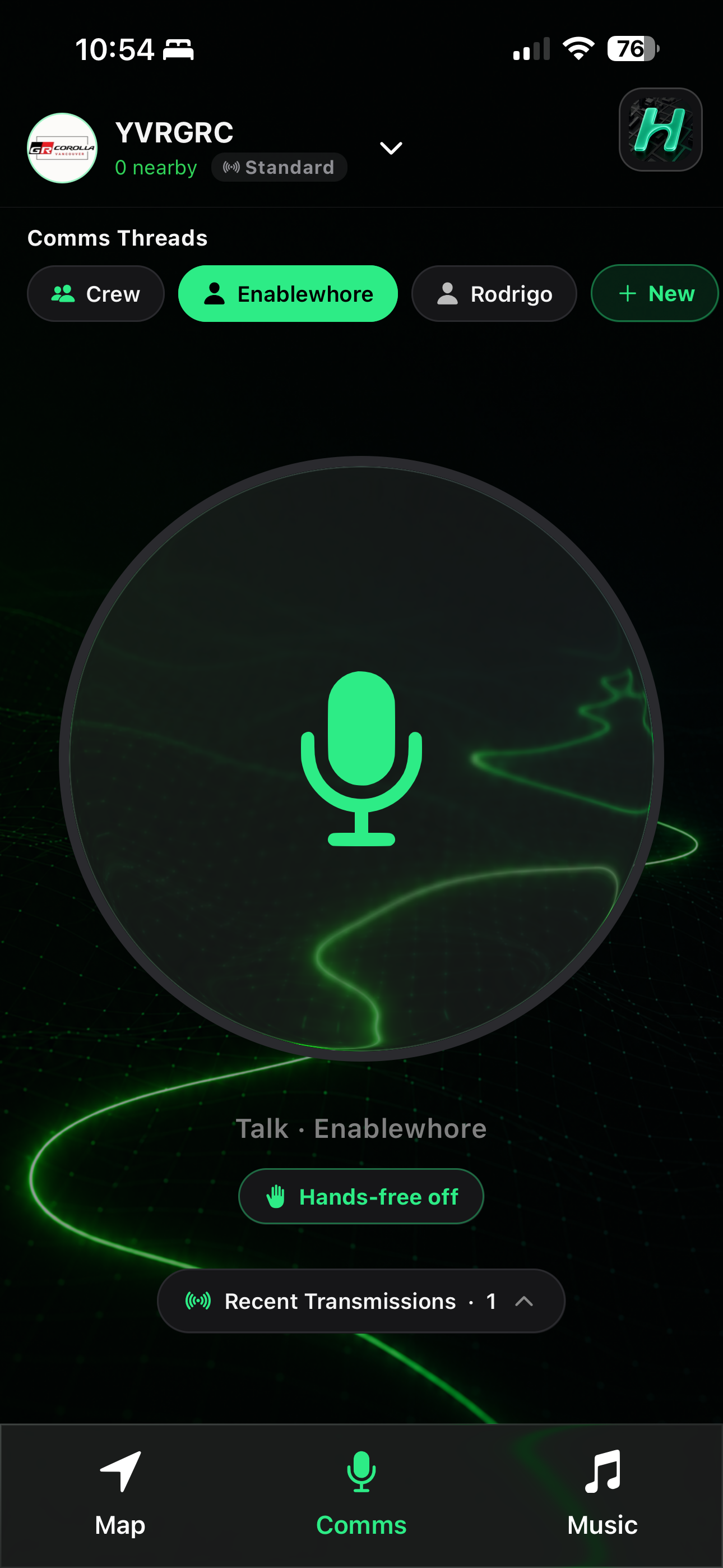 Hairpin push-to-talk comms