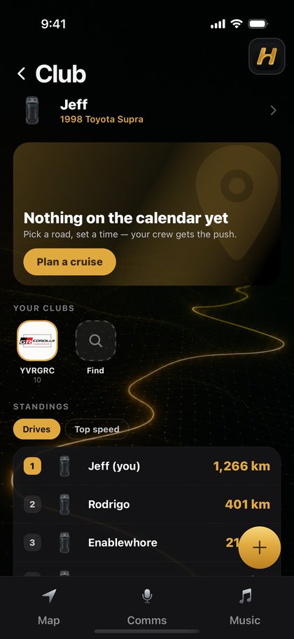 The Hairpin club screen in the gold skin