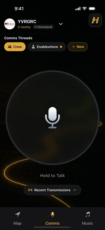 Hairpin push-to-talk comms in the gold skin