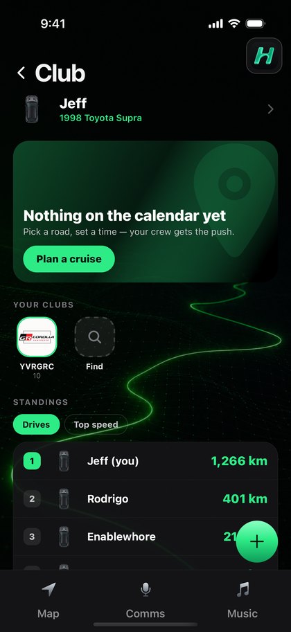 The Hairpin club screen in the green skin