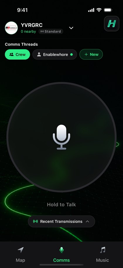 Hairpin push-to-talk comms in the green skin